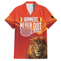 Custom Belgium Tennis Champions Family Matching Off The Shoulder Long Sleeve Dress and Hawaiian Shirt Winners Never Quit with A Crowned Lion