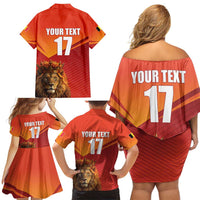 Custom Belgium Tennis Champions Family Matching Off Shoulder Short Dress and Hawaiian Shirt Winners Never Quit with A Crowned Lion