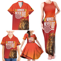 Custom Belgium Tennis Champions Family Matching Tank Maxi Dress and Hawaiian Shirt Winners Never Quit with A Crowned Lion