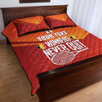 Custom Belgium Tennis Champions Quilt Bed Set Winners Never Quit with A Crowned Lion