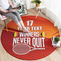 Custom Belgium Tennis Champions Round Carpet Winners Never Quit with A Crowned Lion