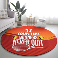 Custom Belgium Tennis Champions Round Carpet Winners Never Quit with A Crowned Lion