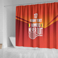 Custom Belgium Tennis Champions Shower Curtain Winners Never Quit with A Crowned Lion