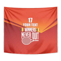 Custom Belgium Tennis Champions Tapestry Winners Never Quit with A Crowned Lion