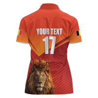 Custom Belgium Tennis Champions Women Polo Shirt Winners Never Quit with A Crowned Lion