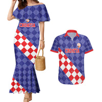 Custom Croatia Basketball Couples Matching Mermaid Dress and Hawaiian Shirt Sporty Style