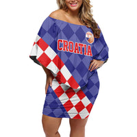 Custom Croatia Basketball Family Matching Off Shoulder Short Dress and Hawaiian Shirt Sporty Style