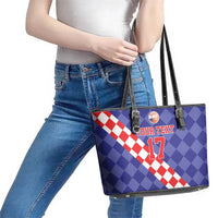 Custom Croatia Basketball Leather Tote Bag Sporty Style