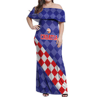 Custom Croatia Basketball Off Shoulder Maxi Dress Sporty Style