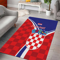 Personalized Croatia Coat of Arms Area Rug Checkerboard Style