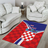 Personalized Croatia Coat of Arms Area Rug Checkerboard Style