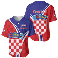Personalized Croatia Coat of Arms Baseball Jersey Checkerboard Style