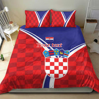 Personalized Croatia Coat of Arms Bedding Set Checkerboard Style