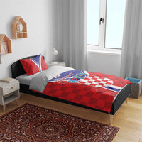 Personalized Croatia Coat of Arms Bedding Set Checkerboard Style
