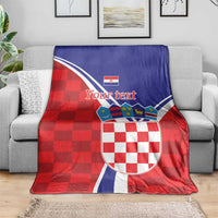 Personalized Croatia Coat of Arms Blanket Checkerboard Style