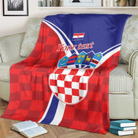 Personalized Croatia Coat of Arms Blanket Checkerboard Style