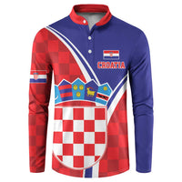 Personalized Croatia Coat of Arms Button Sweatshirt Checkerboard Style