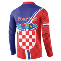 Personalized Croatia Coat of Arms Button Sweatshirt Checkerboard Style