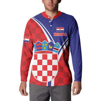 Personalized Croatia Coat of Arms Button Sweatshirt Checkerboard Style