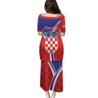Personalized Croatia Coat of Arms Family Matching Puletasi and Hawaiian Shirt Checkerboard Style
