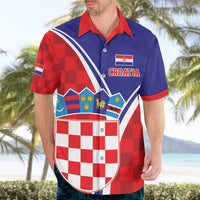 Personalized Croatia Coat of Arms Hawaiian Shirt Checkerboard Style