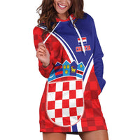 Personalized Croatia Coat of Arms Hoodie Dress Checkerboard Style