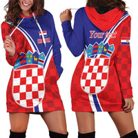 Personalized Croatia Coat of Arms Hoodie Dress Checkerboard Style