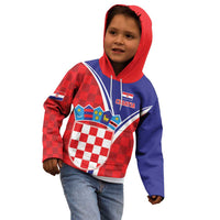 Personalized Croatia Coat of Arms Kid Hoodie Checkerboard Style