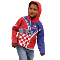 Personalized Croatia Coat of Arms Kid Hoodie Checkerboard Style