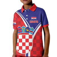 Personalized Croatia Coat of Arms Kid Polo Shirt Checkerboard Style