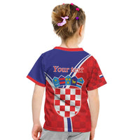 Personalized Croatia Coat of Arms Kid T Shirt Checkerboard Style