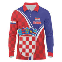 Personalized Croatia Coat of Arms Long Sleeve Polo Shirt Checkerboard Style