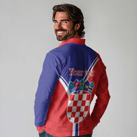 Personalized Croatia Coat of Arms Long Sleeve Polo Shirt Checkerboard Style