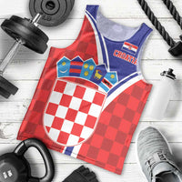 Personalized Croatia Coat of Arms Men Tank Top Checkerboard Style