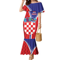 Personalized Croatia Coat of Arms Mermaid Dress Checkerboard Style
