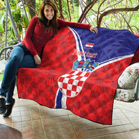 Personalized Croatia Coat of Arms Quilt Checkerboard Style