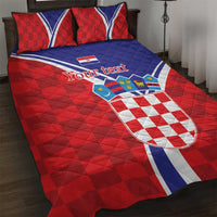 Personalized Croatia Coat of Arms Quilt Bed Set Checkerboard Style