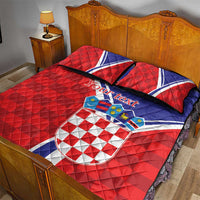 Personalized Croatia Coat of Arms Quilt Bed Set Checkerboard Style