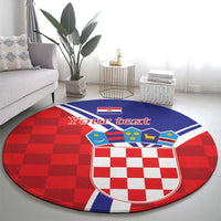 Personalized Croatia Coat of Arms Round Carpet Checkerboard Style