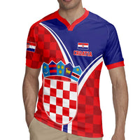 Personalized Croatia Coat of Arms Rugby Jersey Checkerboard Style