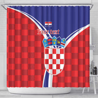 Personalized Croatia Coat of Arms Shower Curtain Checkerboard Style