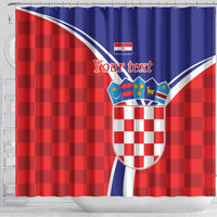 Personalized Croatia Coat of Arms Shower Curtain Checkerboard Style