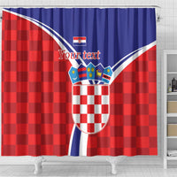 Personalized Croatia Coat of Arms Shower Curtain Checkerboard Style