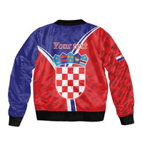Personalized Croatia Coat of Arms Sleeve Zip Bomber Jacket Checkerboard Style