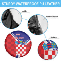 Personalized Croatia Coat of Arms Spare Tire Cover Checkerboard Style