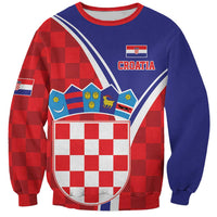 Personalized Croatia Coat of Arms Sweatshirt Checkerboard Style