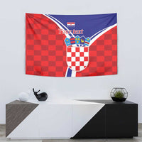 Personalized Croatia Coat of Arms Tapestry Checkerboard Style