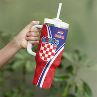 Personalized Croatia Coat of Arms Tumbler With Handle Checkerboard Style