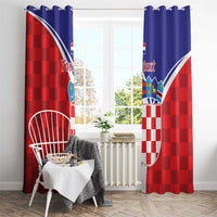 Personalized Croatia Coat of Arms Window Curtain Checkerboard Style