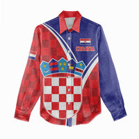Personalized Croatia Coat of Arms Women Casual Shirt Checkerboard Style